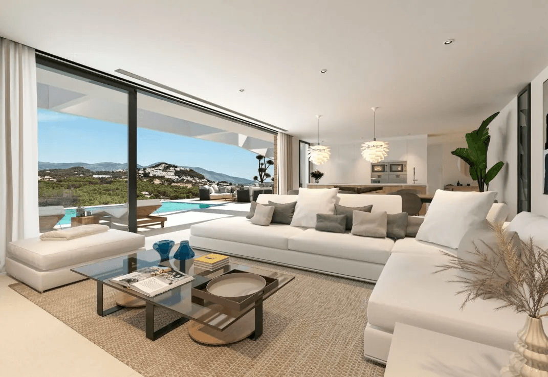 Villa moderna con impresionantes vistas al mar, al Peñón de Ifach y a la montaña