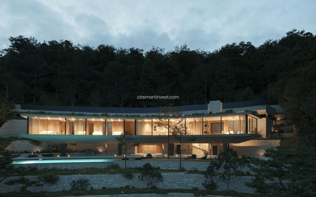 Villa de lujo con diseño único en construcción con vistas al mar
