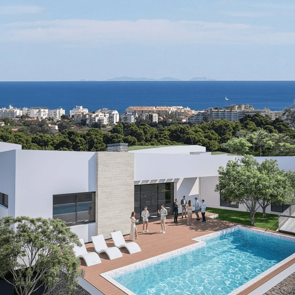 Lujosa villa de obra nueva con vistas al mar
