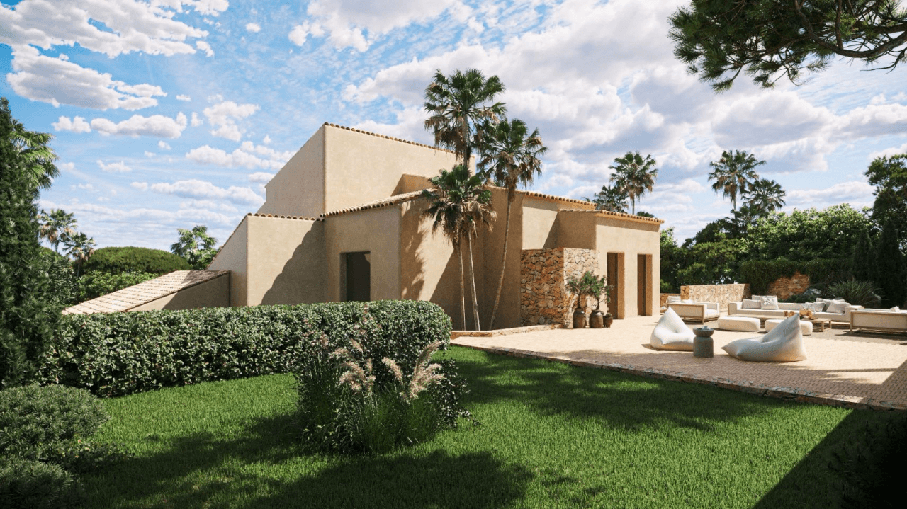 Villa mediterránea de estilo ibicenco con vistas al Montgó