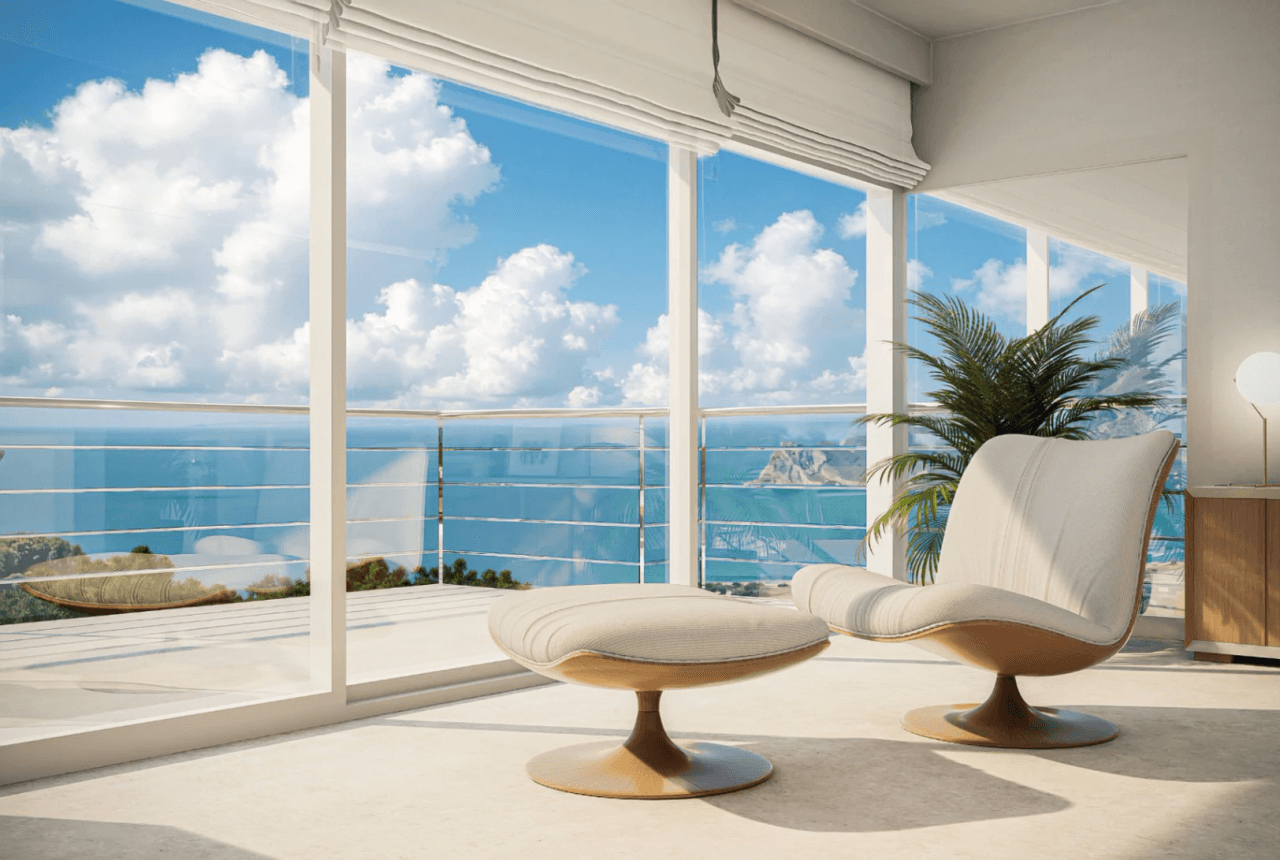 Villa de lujo mediterránea con vistas al mar y a la montaña