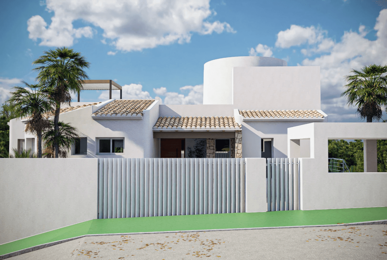 Villa de lujo mediterránea con vistas al mar y a la montaña