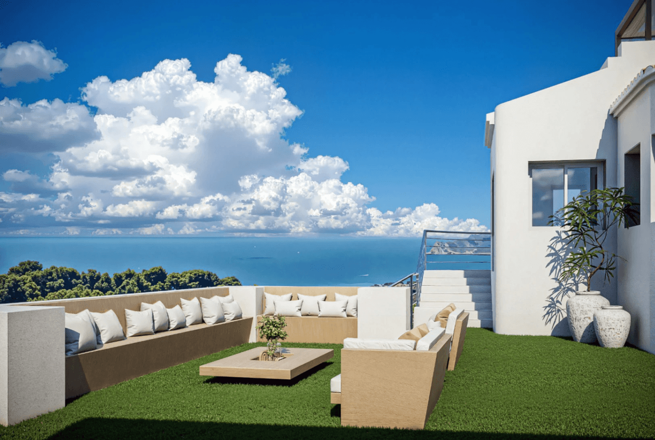 Villa de lujo mediterránea con vistas al mar y a la montaña