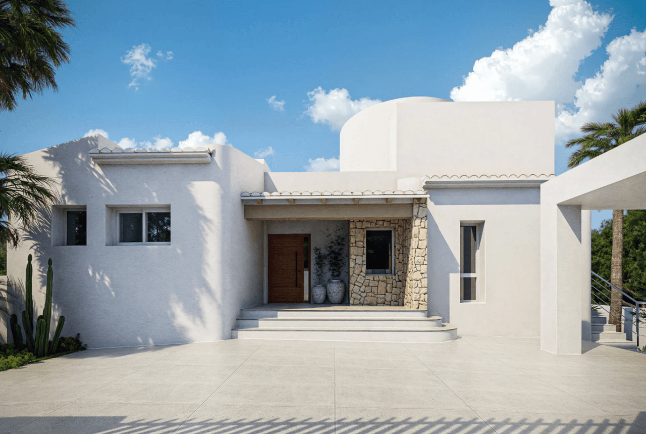 Villa de lujo mediterránea con vistas al mar y a la montaña