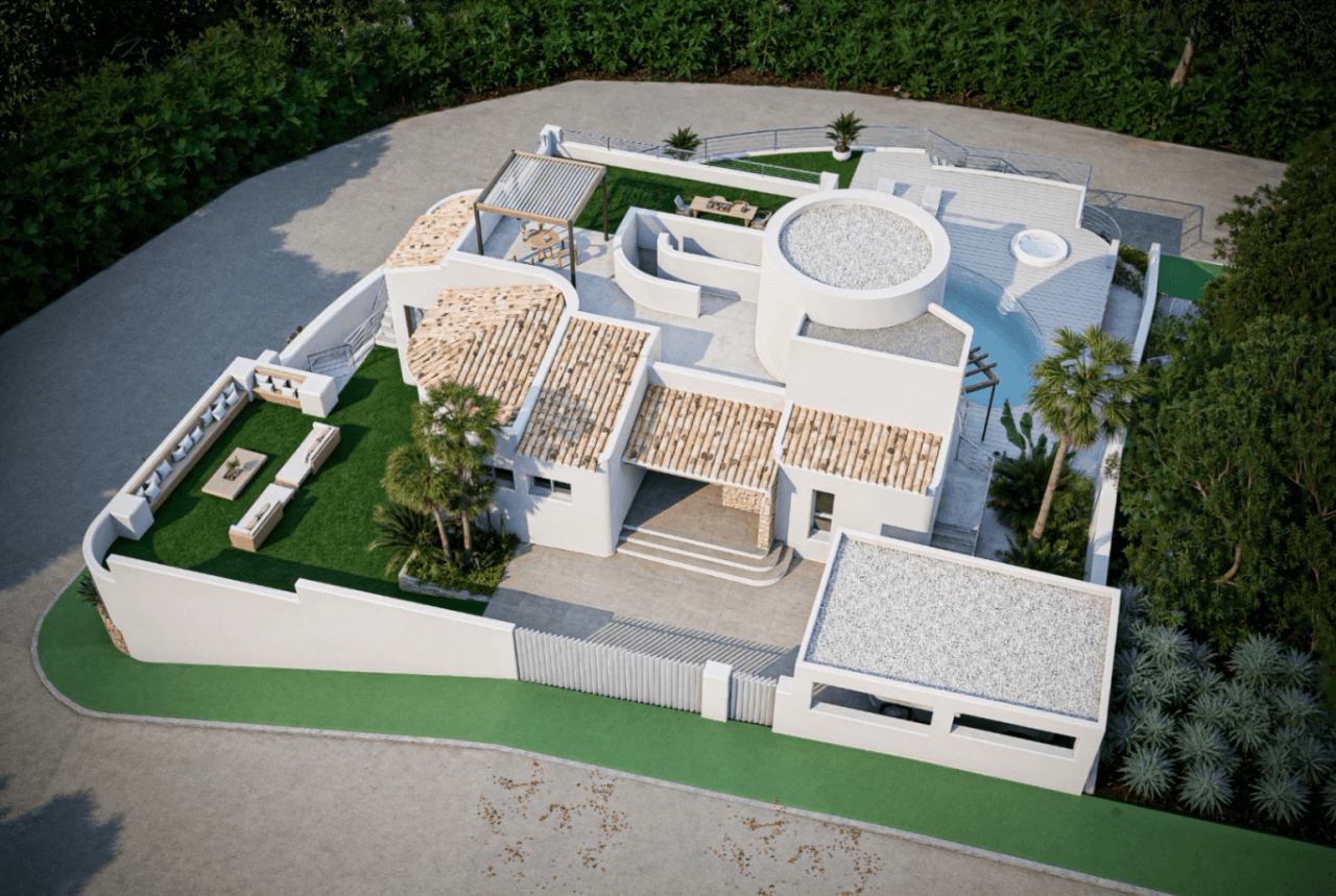 Villa de lujo mediterránea con vistas al mar y a la montaña