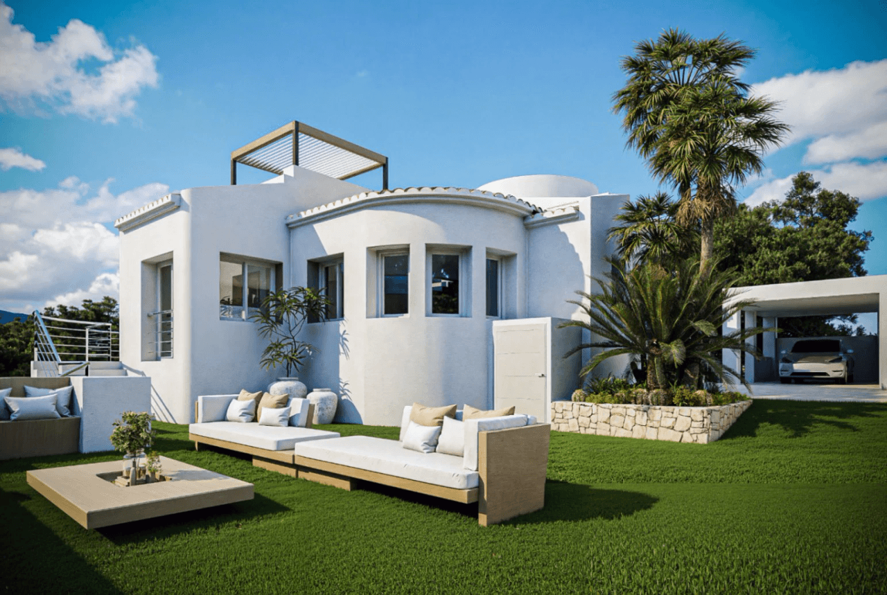 Villa de lujo mediterránea con vistas al mar y a la montaña