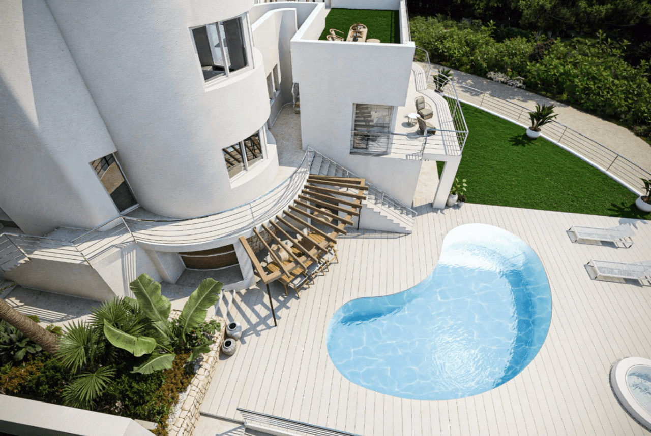 Villa de lujo mediterránea con vistas al mar y a la montaña