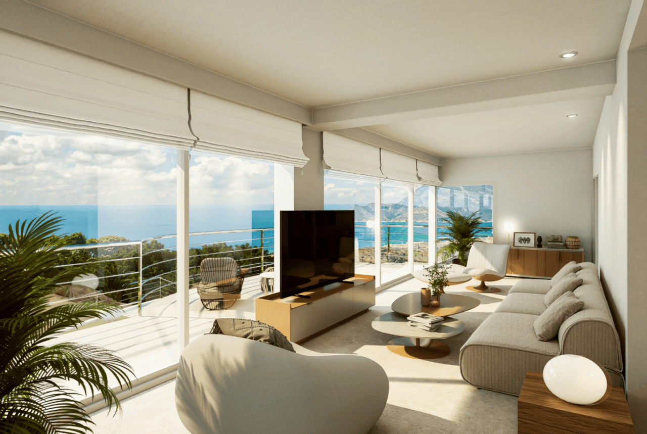Villa de lujo mediterránea con vistas al mar y a la montaña